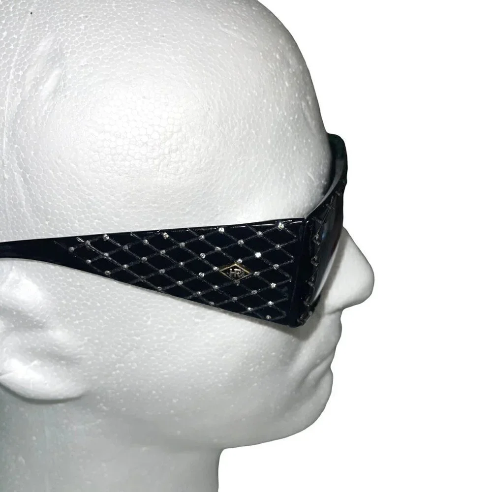 Helena Rubinstein Rhinestone Studded Sunglasses Womens One Size Vintage Black